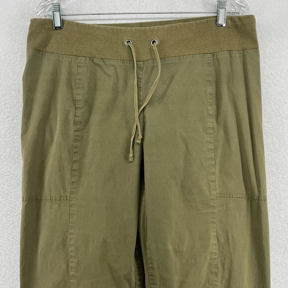 EILEEN FISHER Pants M Stretch Organic Cotton Canvas Tapered Drawstring Green - Picture 3 of 14